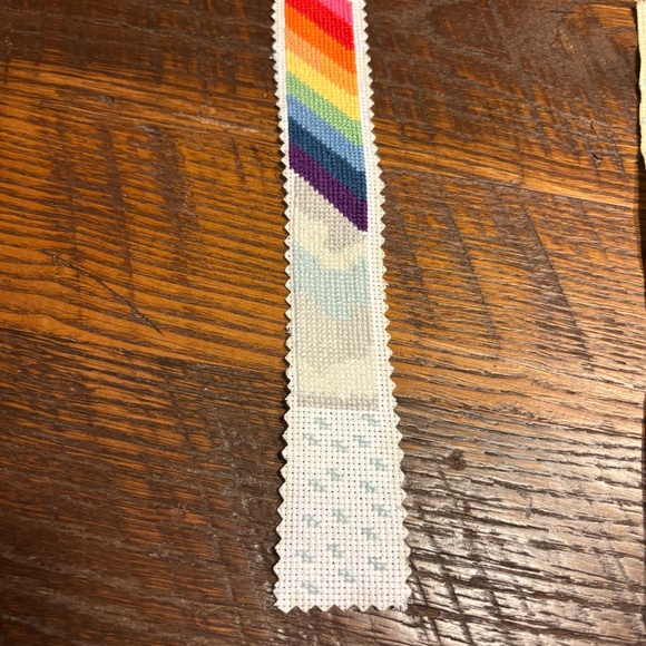 4 Handmade Cross Stitched Bookmarks:  Rainbow, Hearts, Hayden and Addyson - Picture 7 of 8